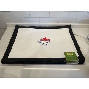 Kate Spade With Cherry On Top Pretty Pantry Placemats Set of 6 Cotton 13 x 9 New